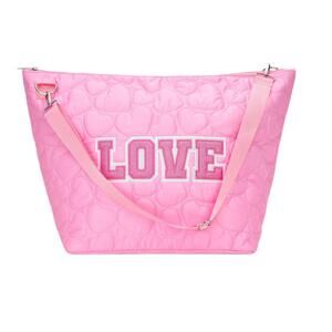 NEW ISCREAM girls' love heart puffy weekender tote bag in pink